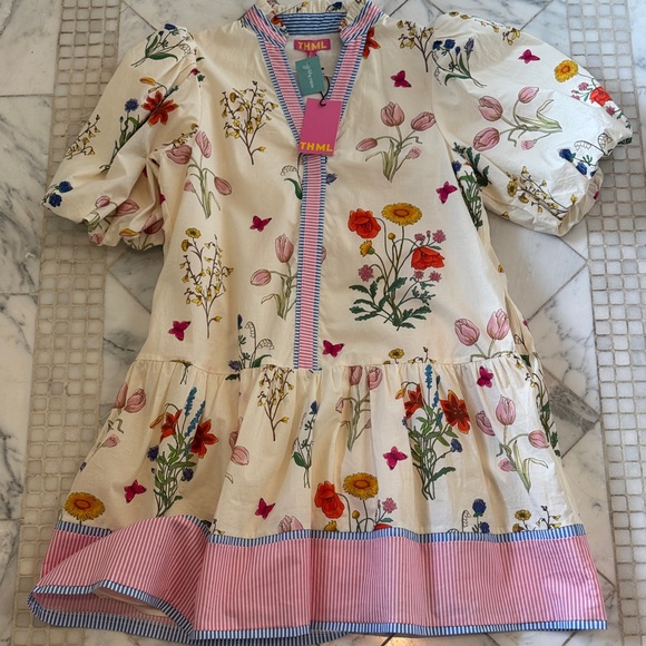 THML Floral V-Neck Top with Pink and Blue Stripes - Picture 8 of 12